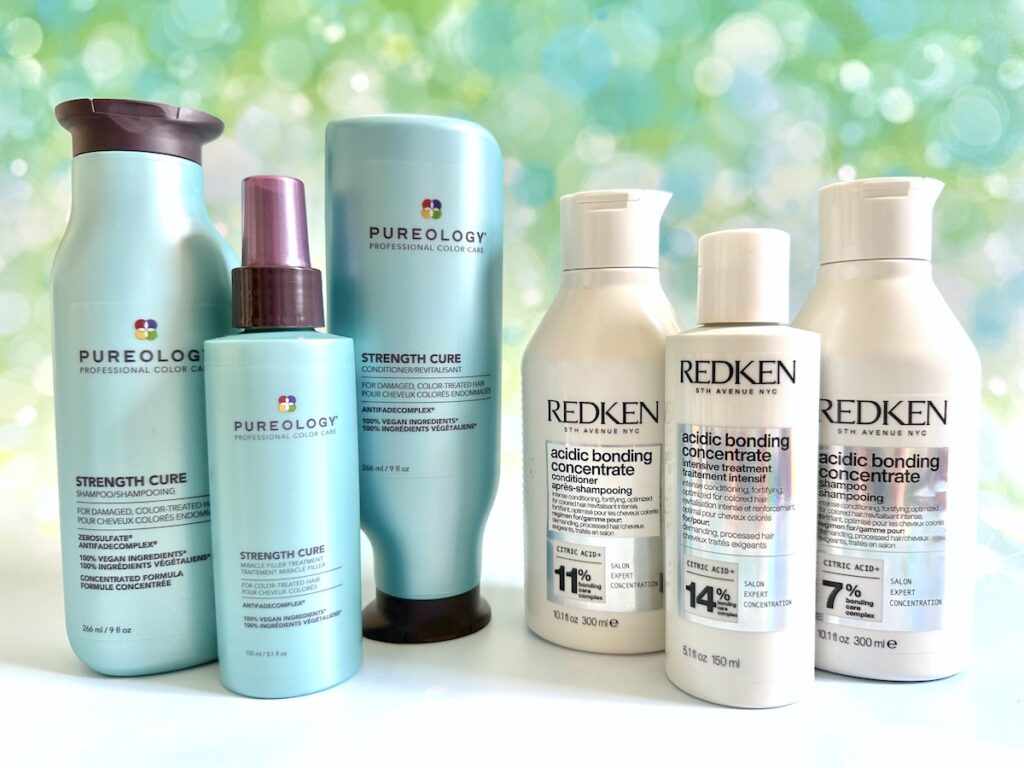 Prodotti per la cura dei capelli Pureology vs Redken per capelli danneggiati.